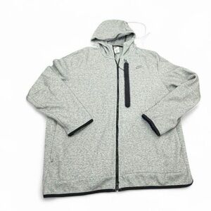 Nike Light Gray Full-Zip Hooded Jacket with Black Trim